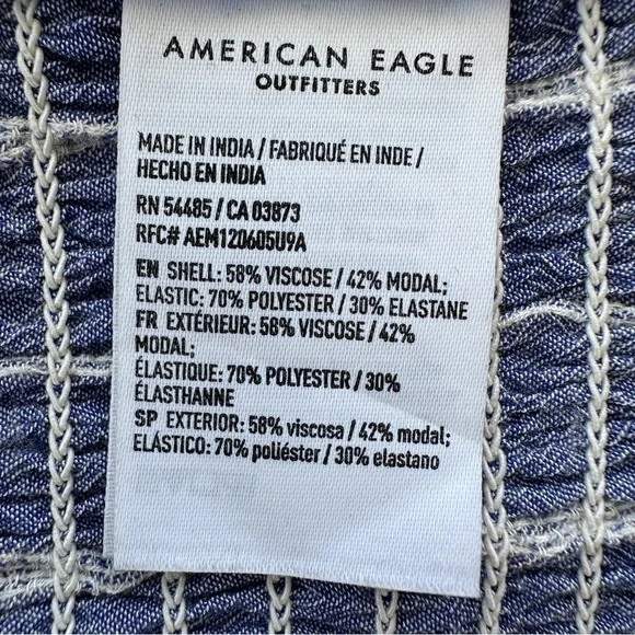 American Eagle top with deep v-neckline & tie, ruched waist, long sleeves - Picture 10 of 11